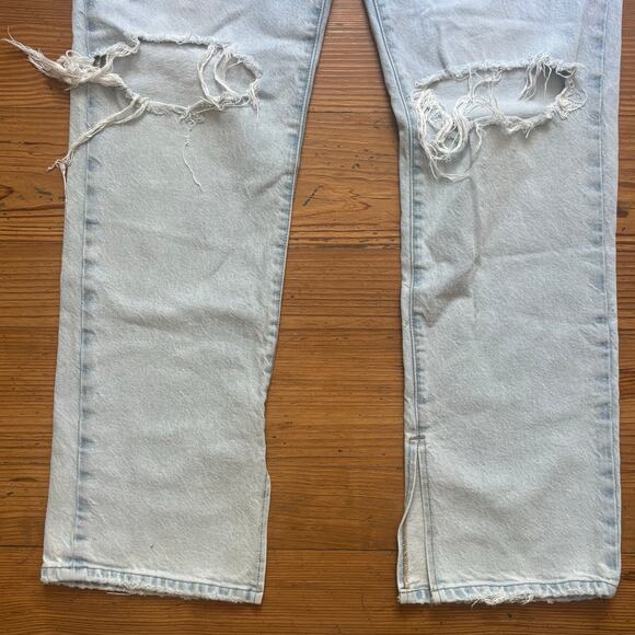 Good American 90s light was distressed baggy straight leg jeans SIZE 12 - Picture 3 of 6